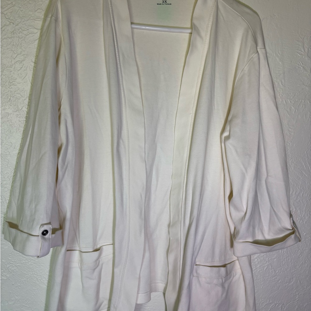 croft & barrow Cream Open-Front Cardigan